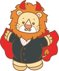 Cute Lion Halloween vector icon. Funny baby Lion animal series Halloween illustration.