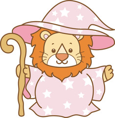 Cute Lion Halloween vector icon. Funny baby Lion animal series Halloween illustration.