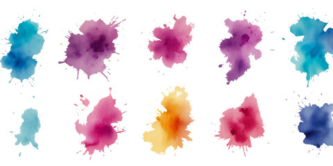 Set of colorful abstract watercolor splash brush strokes vector background. Colors watercolor paint stains vector texture background.