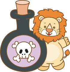 Cute Lion Halloween vector icon. Funny baby Lion animal series Halloween illustration.
