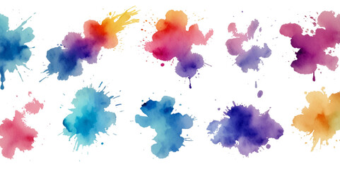 Set of colorful paint splatter abstract vector texture background. Set of abstract watercolor water splash background.