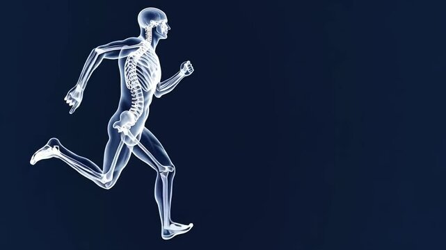 Medizinische 3D-Animation menschliches Skelett in Bewegung