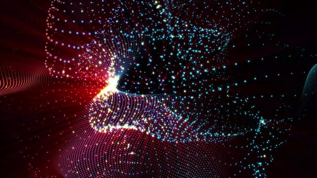 Abstract Trapcode Form digital particle wave and soft fractal motion background. Animation cyber or technology background. Abstract technology wave.