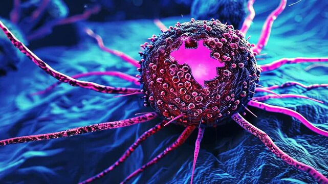 Krebszelle in mikroskopischer 3D-Darstellung