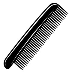 Curved Comb with Evenly Spaced Teeth - Black Vector Illustration