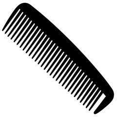Curved Comb with Evenly Spaced Teeth - Black Vector Illustration