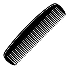 Curved Comb with Evenly Spaced Teeth - Black Vector Illustration