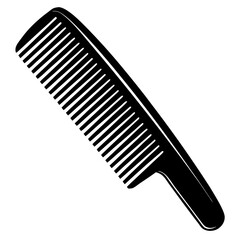 Curved Comb with Evenly Spaced Teeth - Black Vector Illustration