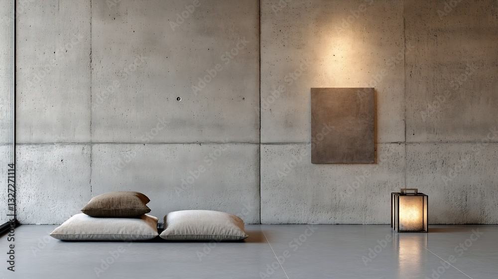 Poster cozy interior with soft pillows and gentle lighting creating a relaxing atmosphere in modern decor :