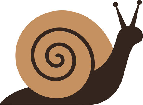 A charming snail with a spiraled shell, illustrated in a minimalistic style, showcasing earthy tones and smooth shapes, perfect for nature-themed vector art