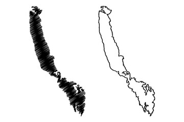 Vaddo island (Kingdom of Sweden) map vector illustration, scribble sketch Väddö map