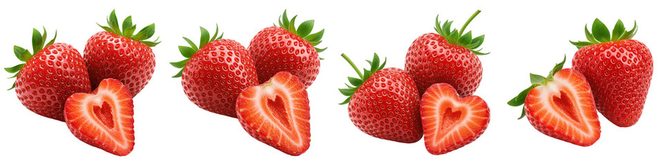 Set of Dramatically Lit Strawberries