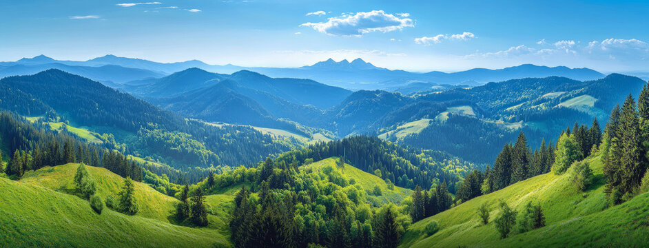 Fototapeta Majestic alpine mountains in summer with blue sky