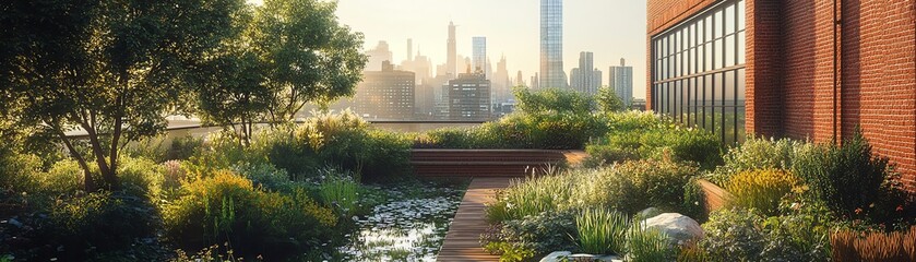 Fototapeta premium A rooftop bee sanctuary, producing honey while pollinating urban gardens