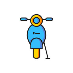 Color Scooter icon isolated on white background. Flat filled outline style with shadow. Vector