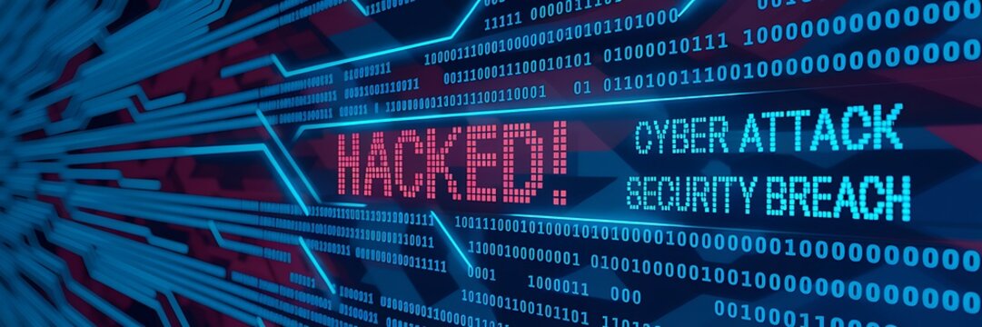 Cybersecurity Breach – Bold "HACKED!" Warning Amidst Digital Threats, cybersecurity breach, hacked warning, cyber attack, security breach, cybercrime, data breach, online security, hacking alert, 