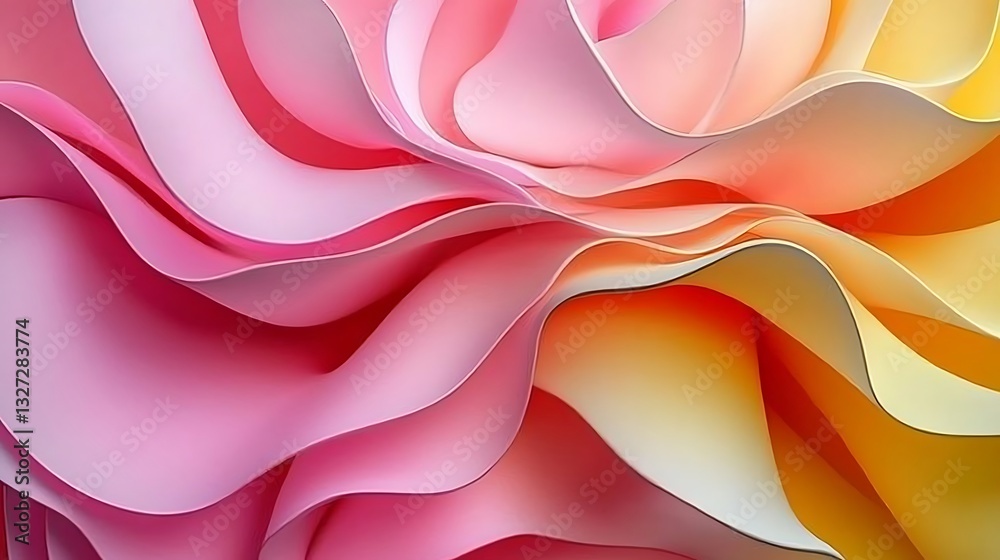 Poster abstract wavy forms in pink orange yellow color gradient