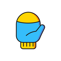 Color Christmas mitten icon isolated on white background. Flat filled outline style with shadow. Vector