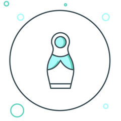 Line Russian doll matryoshka icon isolated on white background. Colorful outline concept. Vector
