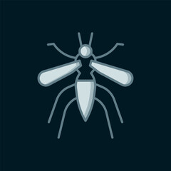 Line Mosquito icon isolated on black background. Flat filled outline style with shadow. Vector