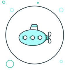 Line Submarine toy icon isolated on white background. Colorful outline concept. Vector