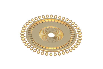 Golden sewing pins in plastic holder isolated on white background. 3d render