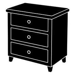 Silhouette Black Vector of a Small Chest of Drawers for Kids - Simple Design