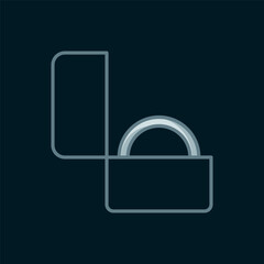 Line Diamond engagement ring icon isolated on black background. Flat filled outline style with shadow. Vector