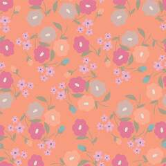 Exotic hand drawn flowers, seamless patterns with floral for fabric, textiles, clothing, wrapping paper, cover, banner, home decor, abstract backgrounds. Vector illustration.