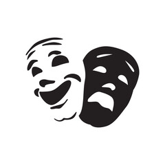 Theater mask icon ,face mask icon  isolated on white background