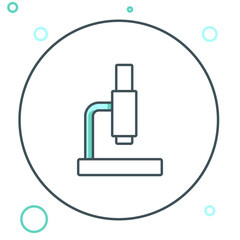 Line Microscope icon isolated on white background. Chemistry, pharmaceutical instrument, microbiology magnifying tool. Colorful outline concept. Vector