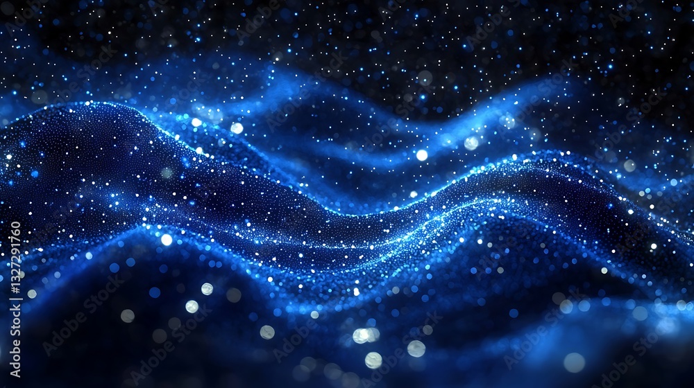 Aufkleber blue particle wave abstract background