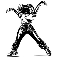 Fototapeta premium Silhouette of a Dancer Highlighting Energetic Hip Movements and Rhythmic Step
