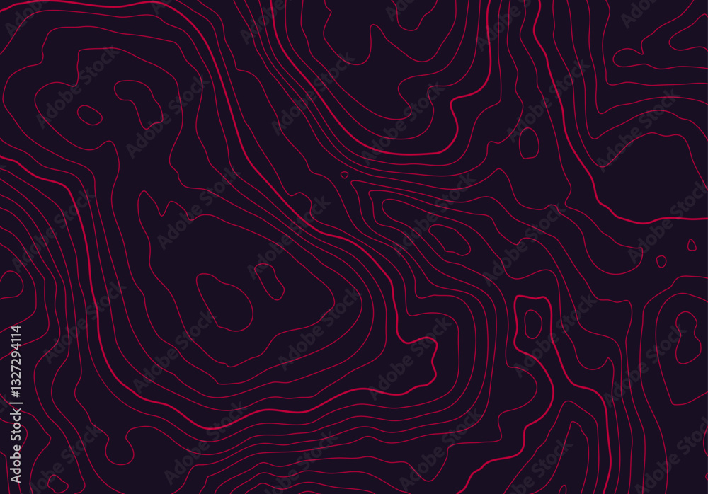Aufkleber Topographic map background with altitude lines. Abstract terrain topography with elevation levels of the relief