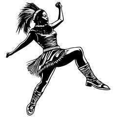 Fototapeta premium Silhouette of a Dancer Highlighting Energetic Hip Movements and Rhythmic Step