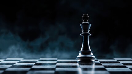 Crisis management strategies chessboard showdown abstract space digital art lone king piece in the dark