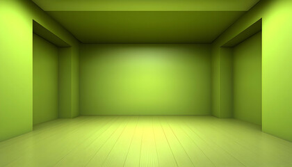 Fototapeta premium Empty Green Room Interior with Wooden Floor and Subtle Lighting