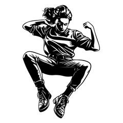 Fototapeta premium Silhouette of a Dancer Highlighting Energetic Hip Movements and Rhythmic Step