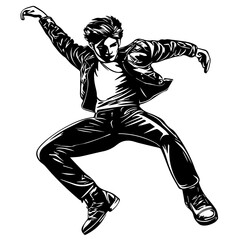 Naklejka premium Silhouette of a Dancer Highlighting Energetic Hip Movements and Rhythmic Step