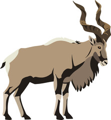 Obraz premium A majestic kudu standing gracefully with striking curved horns in a flat design, showcasing natural beauty and elegance in vector art
