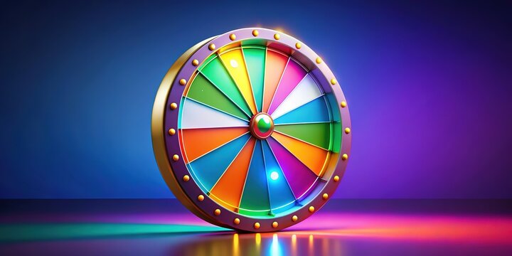 Colorful game wheel, customizable copy space art.