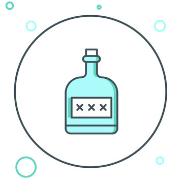 recommend clip art: Line Alcohol drink Rum bottle icon isolated on white background. Colorful outline concept. Vector