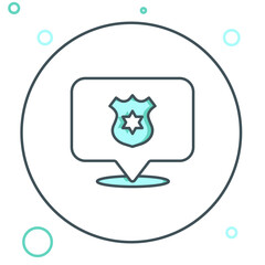 Line Police badge icon isolated on white background. Sheriff badge sign. Colorful outline concept. Vector