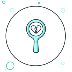 Line Broken heart or divorce icon isolated on white background. Love symbol. Valentines day. Colorful outline concept. Vector