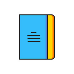 Color Notebook icon isolated on white background. Spiral notepad icon. School notebook. Writing pad. Diary for school. Flat filled outline style with shadow. Vector