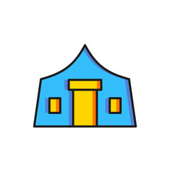 Color Tourist tent icon isolated on white background. Camping symbol. Flat filled outline style with shadow. Vector