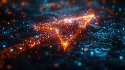 Digital arrow, glowing particles