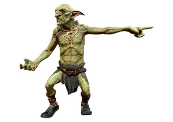 3D Rendering Fantasy Creature Hobgoblin on White