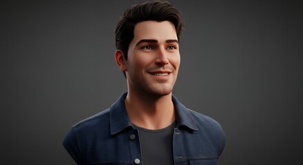Obraz premium Smiling Man in Stylish Jacket Conveying Confidence and Approachability