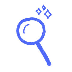 Hand drawn magnifying glass with three little stars